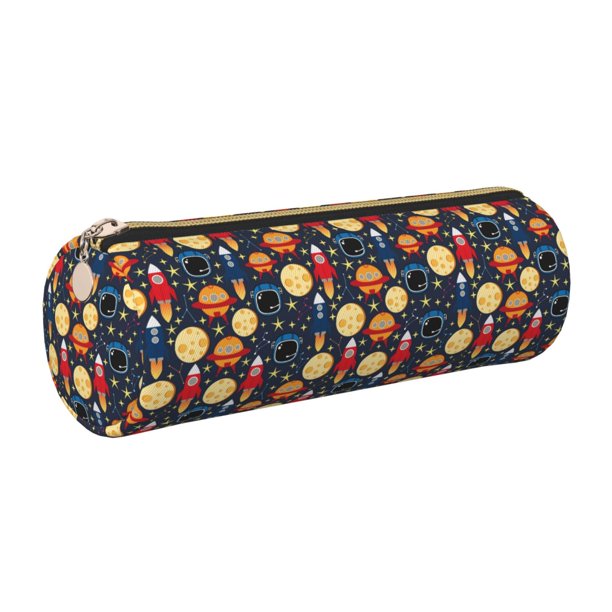 Disketp Colorful Astronomy Estuche Organizador de Lápices de Cuero, Estuche de Oficina con Cremallera para Bolígrafo y Lápiz