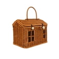 thumbnail image 3 of Rattan House Shaped Basket with Lid, Decorative Hand Woven Shelf Organizer with Folding Handle, Harvest Wicker Basket for Picnics, Easter, Organizing, Storage(Light Brown), 3 of 6