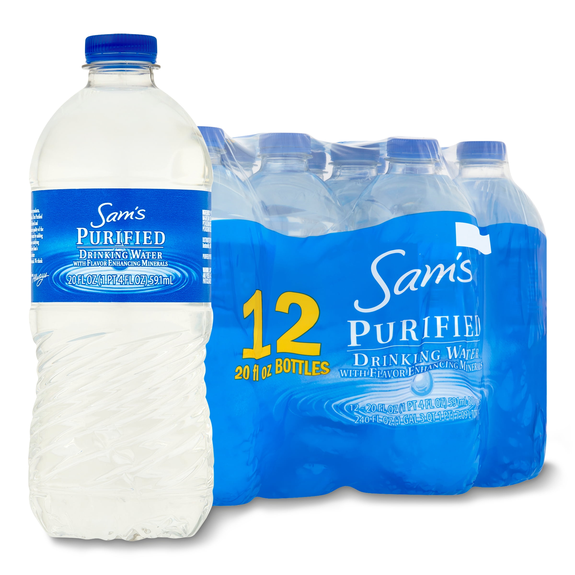 Sam's Choice Purified Drinking Water, 20 Fl Oz, 12 Count Bottles -  