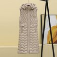 thumbnail image 5 of Gamivast Long Hooded Quilted Vest Women Oversized Zip up Sleeveless Puffer Jackets with Pockets Winter Stand Collar Drawstring Waist Coats Casual Work Solid Outerwear Womens Tops, 5 of 5