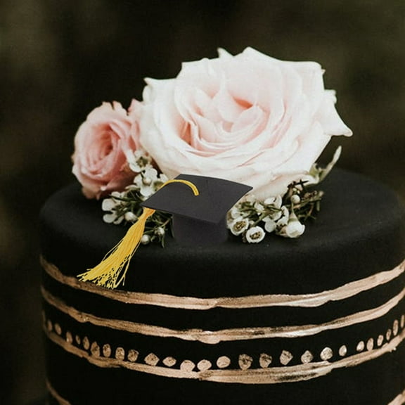 WHAMVOX 12Pcs Graduation Cupcake Decorations in Mini Cap Shape for Dessert Decorations