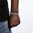 thumbnail image 5 of FEEL STYLE Male Silver Plated Round Zircon Cuban Chain Bracelet for Men Women 11MM 7", 5 of 5