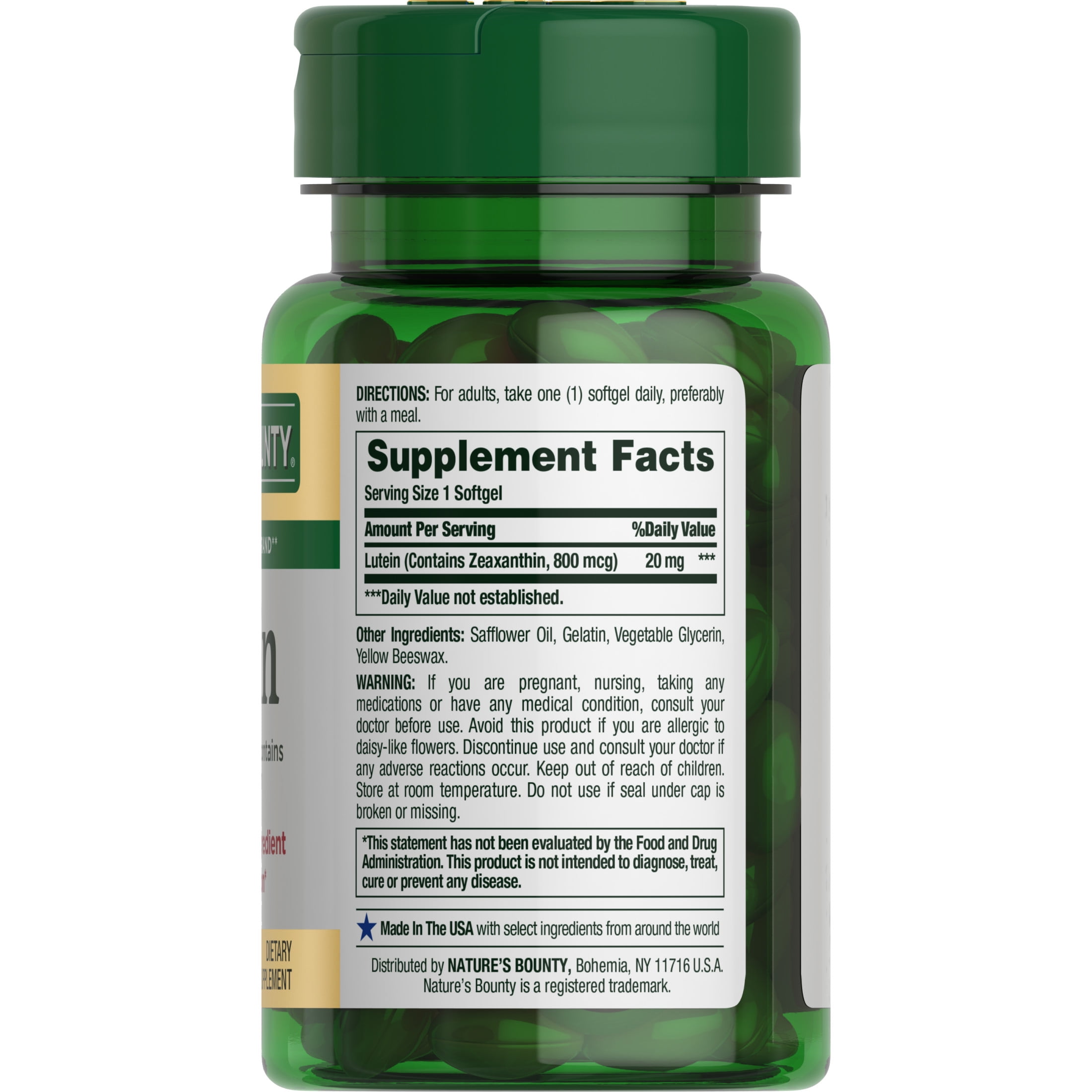 (3 pack) Nature's Bounty Lutein Softgels, 20 Mg, 40 Ct