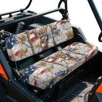 Yuyamidu Camo Deer Mule Seat Cover Split Back UTV Seat Covers Compatible Fits for 3000 3010 3020 4000 4010 2001-2023 2025 Full Protection American Flag UTV Bench Seat Cover