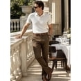 thumbnail image 4 of Dressy Two Piece Set for Knitted Short Sleeve Shirt & Pants Business Casual Office Outfit Spring Summer 2 PC Sets Khaki 2XL, 4 of 6