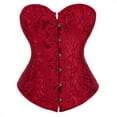 thumbnail image 1 of Grebrafan Corset pour Femmes Gothique Fête Brocart Bustier Haut Rouge Vin m, 1 of 1