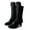 Black, variant on Babysbule Boots for Women Winter Women Shoes Winter Warm High Heel Casual Retro British Style Solid Color Lace Up Pointed Mid Calf Knight