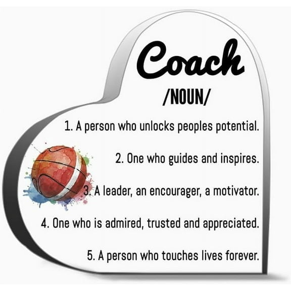Heart Acrylic Plaque Basketball Coach Definition Thank You Gifts for Women Men,Decoration Heart Shape Acrylic Sign Gift 4x4 inch