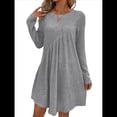 thumbnail image 1 of Vestido de Mujer de Larga, Cuello Redondo, Cintura Alta y Cintura Irregular. Gris M, 1 of 8