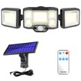 thumbnail image 2 of Muyoka Luz solar para exteriores con 3 cabezales de luz con sensor de movimiento con 192 LED/COB Luz solar para puerta IP65 Luz de cerca impermeable con 3 modos y control remoto para garaje Patio Jard Muyoka Hogar, 2 of 6
