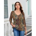thumbnail image 4 of Zeagoo Women's Blouse 3/4 Length Sleeve V Neck Dressy Floral Tunic Top Soft Lightweight Summer Tees Business Casual Work Tops, 4 of 7