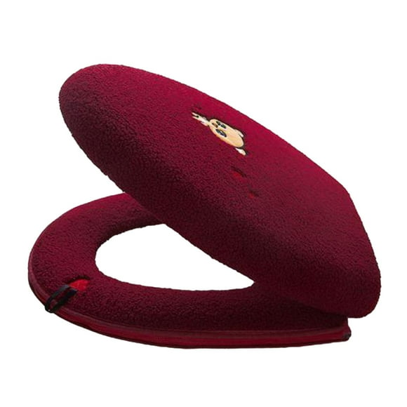 Billuyoard Cómoda funda para inodoro, fácil de instalar, cálida y elegante para invierno. Juegos de accesorios de baño rojo