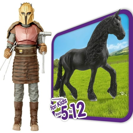 Horse Club Animal Figurine Horse Toys for Girls and Boys + The Black Series The Armorer Toy 6-Inch Scale The Mandalorian Collectible Action Figure, Pack of 2