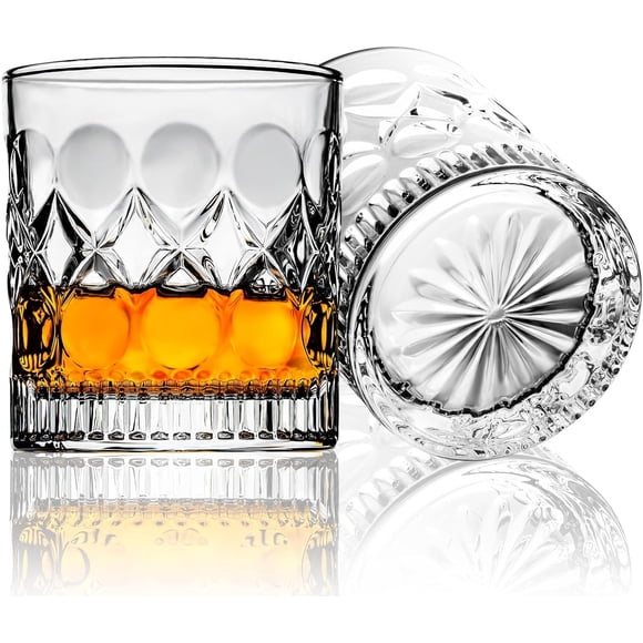 PARACITY Whiskey Glasses Set of 2, 9.5 oz Old Fashioned Glasses, Crystal Whiskey Tumbler Rocks Glass for Bourbon Scotch Cocktail Wine, Birthday Gifts for Men