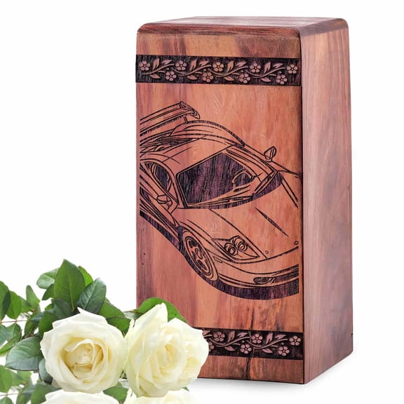 Car Urn - Wooden Classic Car Theme Urns For Human Ashes Adult Male - Cremation Funeral Urns For Brother - Memorial Keepsake Urns For Dad - 11.25Inch, Large Size - 1Pcs Pack