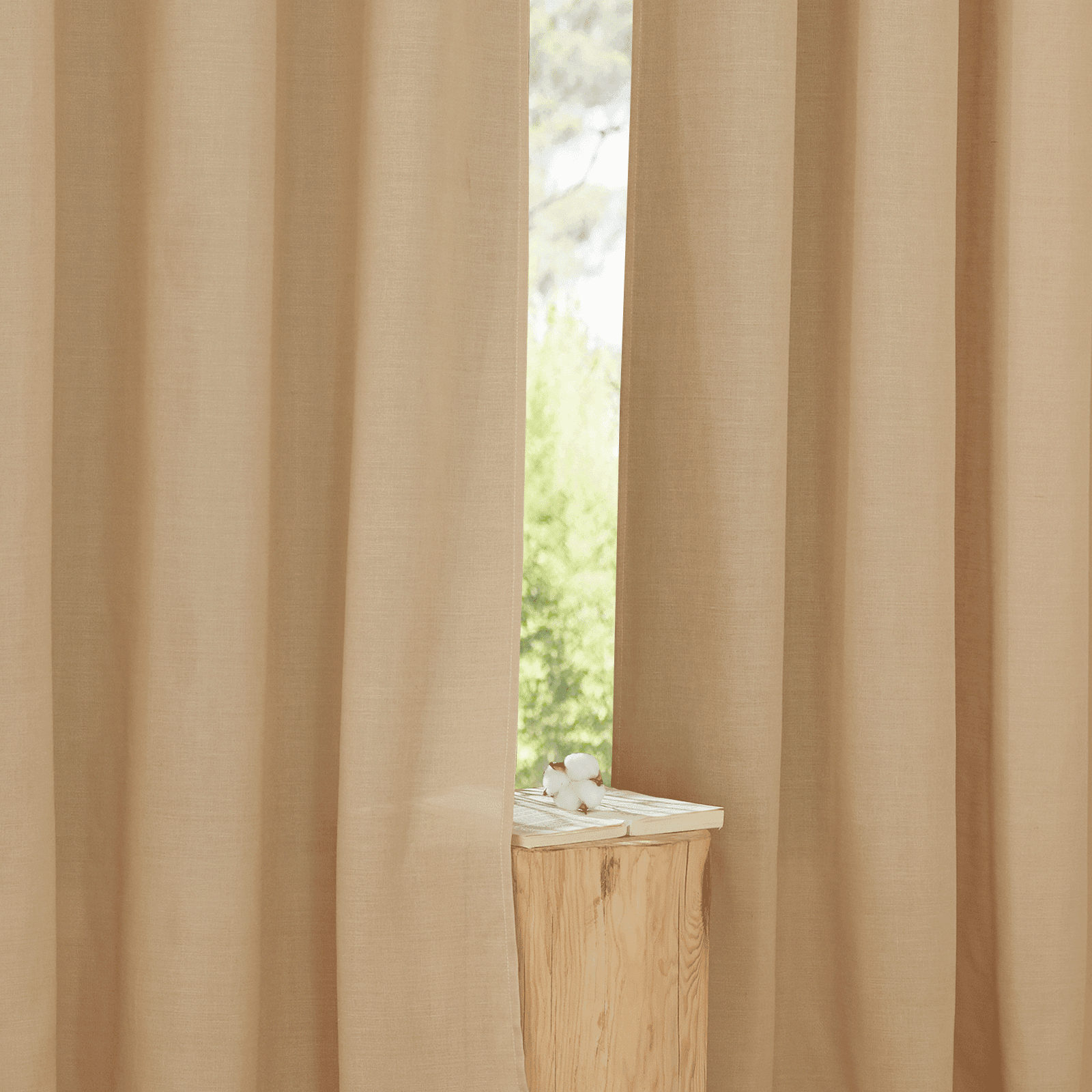 NICETOWN Burlap Linen Curtains for Nursery, Grommet Thick Linen Blend Drapes Farmhouse Style Light Filtering Privacy Added Window Treatment for Living Room, 55"x63", 2 Panels