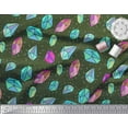 thumbnail image 3 of Soimoi Green Rayon Crepe Fabric Crystal Stone Geometric Printed Fabric 1 Yard 46 Inch Wide, 3 of 3