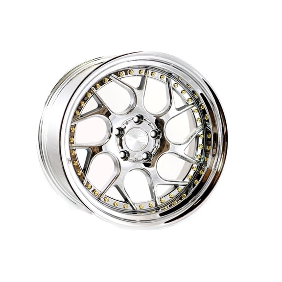 AodHan Wheels Rim DS-01 19x9.5 5x114.3 73.1CB  22 Vacuum Chrome w/ Gold Rivets