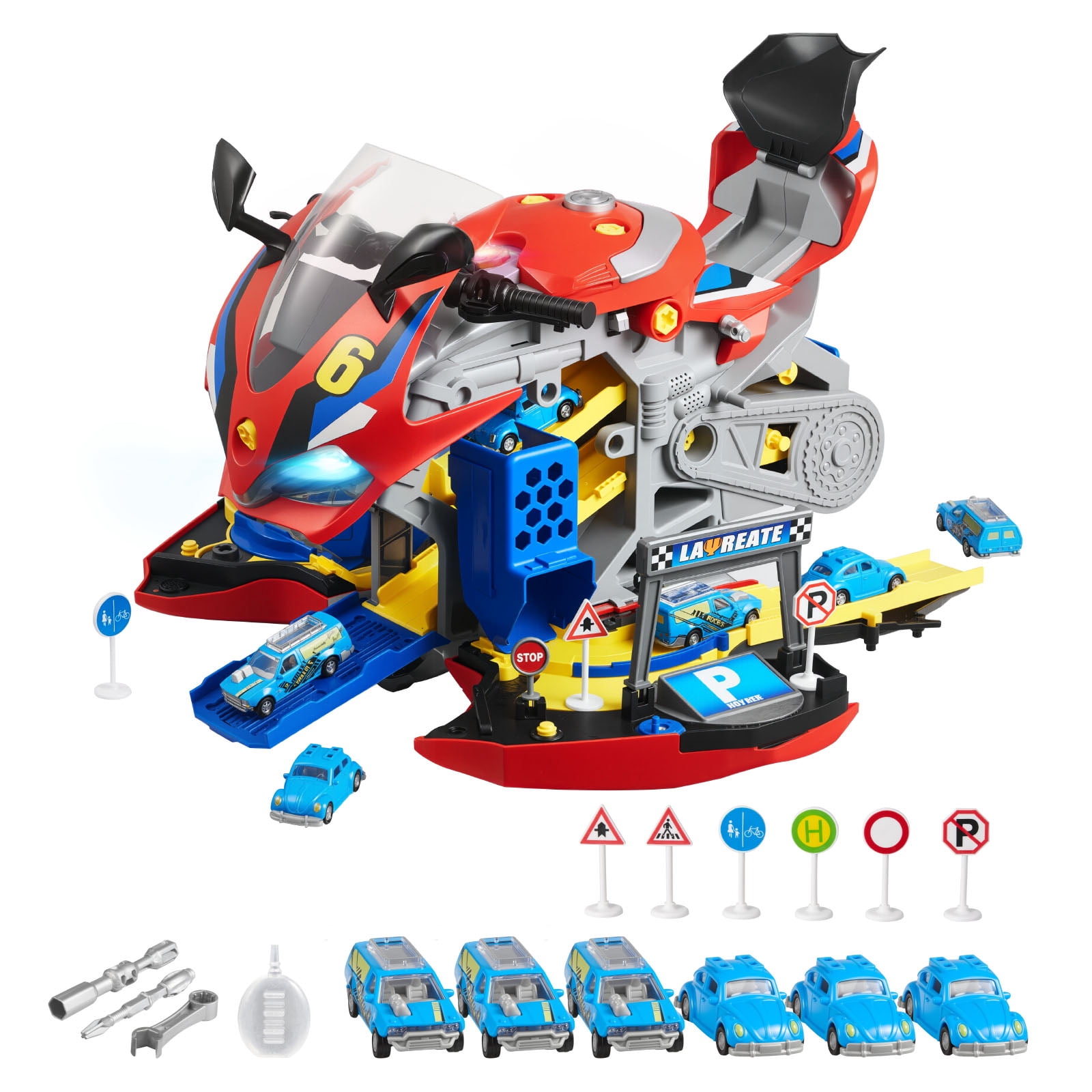 VEVOR Jouet Moteur Camion – 60 Accessoires – Lumières, Sons, Volant – Mécanicien Enfant – Dès 3 Ans – Bleu