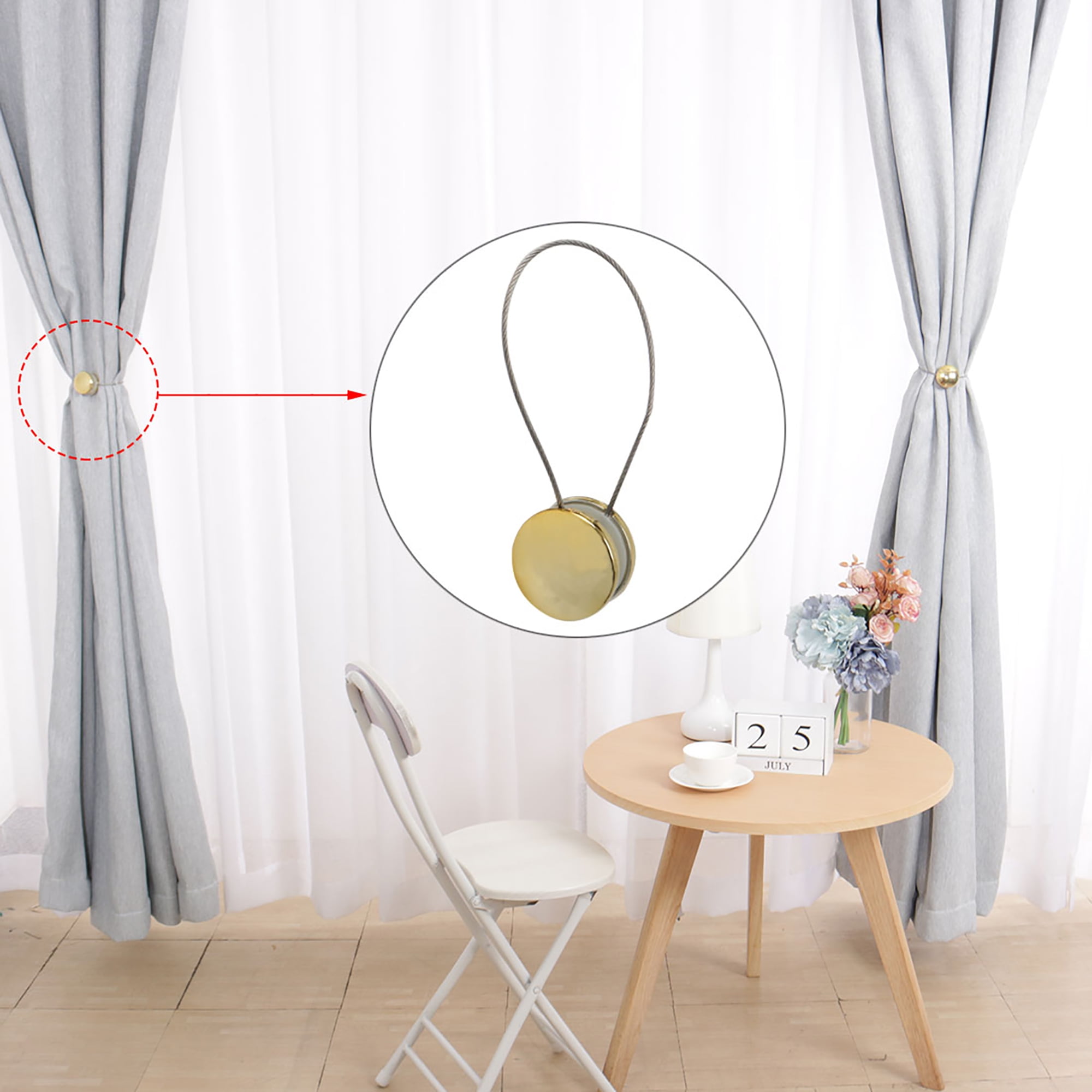SILVERY TAUPE PAIR Curtain Tie Back 32cm Tassel with Square Glass Top SILVERY TAUPE PAIR Curtain Tie Back 32cm Tassel with Square Glass Top