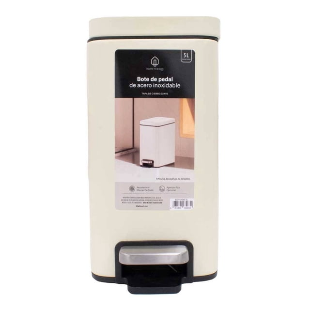 Bote de Basura Home Trends de Pedal de Acero Inoxidable 5 Litros Beige