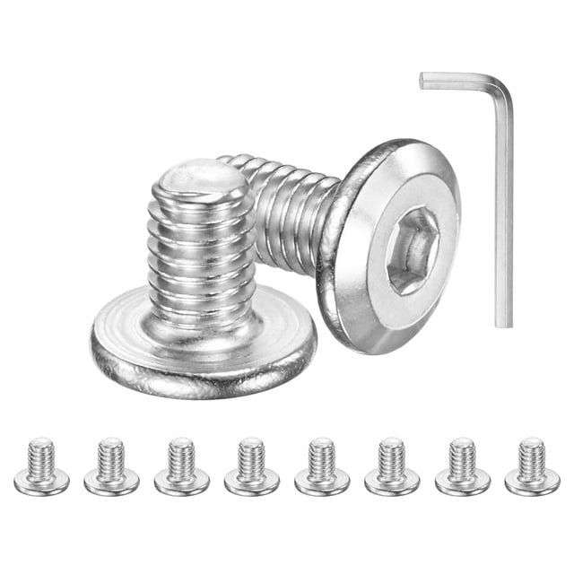 Kit de tornillos de cabeza plana de 10 piezas, M6x10mm, tornillos de acero inoxidable 304 con llave hexagonal