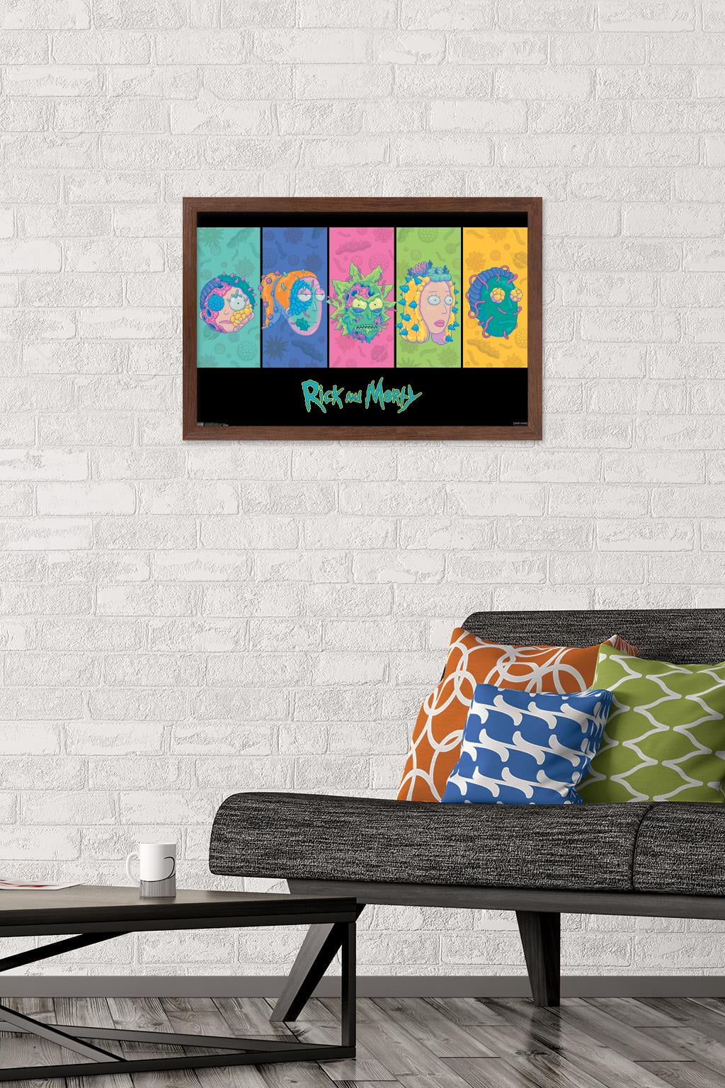 Rick And Morty - Faces Wall Poster, 14.725" x 22.375", Framed