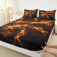 thumbnail image 4 of Homewish Orange Glowing Lightning Bed Sheets,Classic Contemporary Full Size Sheets,4 Pieces,1 Flat Sheet, 1 Fitted Sheet and 2 Pillowcases, 4 of 6