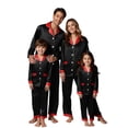 thumbnail image 4 of Holzkary Christmas Matching Family Satin Pajama Set,Contrast Trim Lapel Button Down Long Sleeve Top & Long Pants Jammies Set,2-Piece Soft Loungewear Family Xmas Holiday Nightwear Black L, 4 of 5