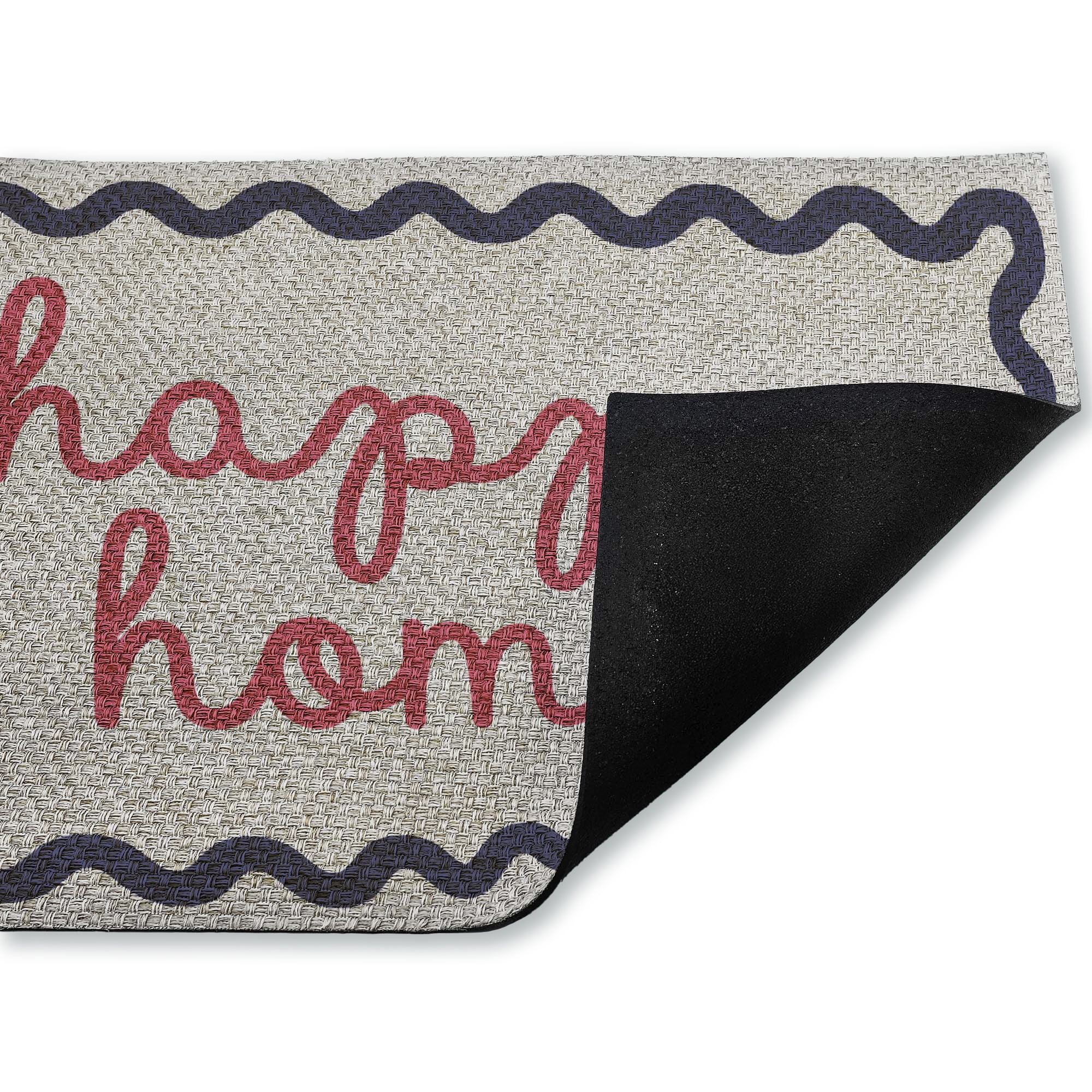 Stupell Industries Happy Words with Wavy Border Printed Outdoor Imitation Sisal Floor Mat, design by Lil' Rue