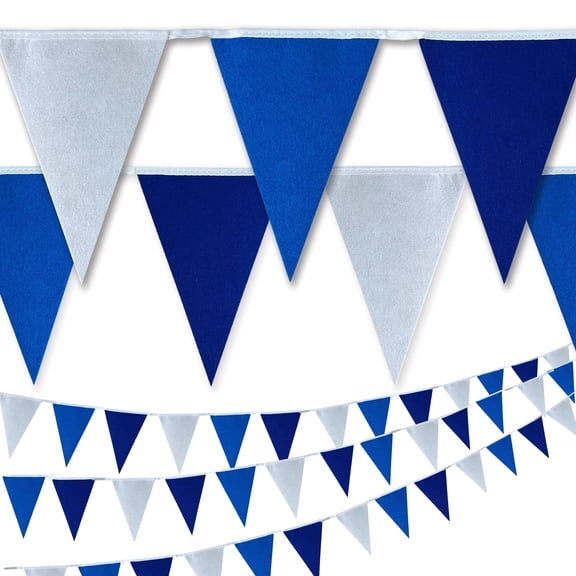 Nautical Party Blue & White Felt Triangle Pennant Banner Garland