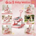 thumbnail image 3 of WonderStone 6 in 1 Baby Walker, Height-Adjustable Push Walker with Music & Light Toys, Baby Bouncer & Activity Center for Boys and Girls 6-18 Months (Pink), 3 of 10