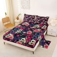 thumbnail image 2 of Homewish Hipple Sugar Skull Queen Sheets,Victorian Romantic Rose Queen Sheet Sets,Halloween Bed Set,4pcs,1 Flat Sheet, 1 Fitted Sheet and 2 Pillowcases, 2 of 6