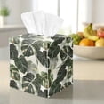 thumbnail image 3 of COEQINE PU Leather Square Tissue Box Cover, Snap Closure for Easy Refill & Storage, Universal Decorative Tissue Holder for Home Bedroom Car Office Desk, Vintage Monstera Leaf, 3 of 7