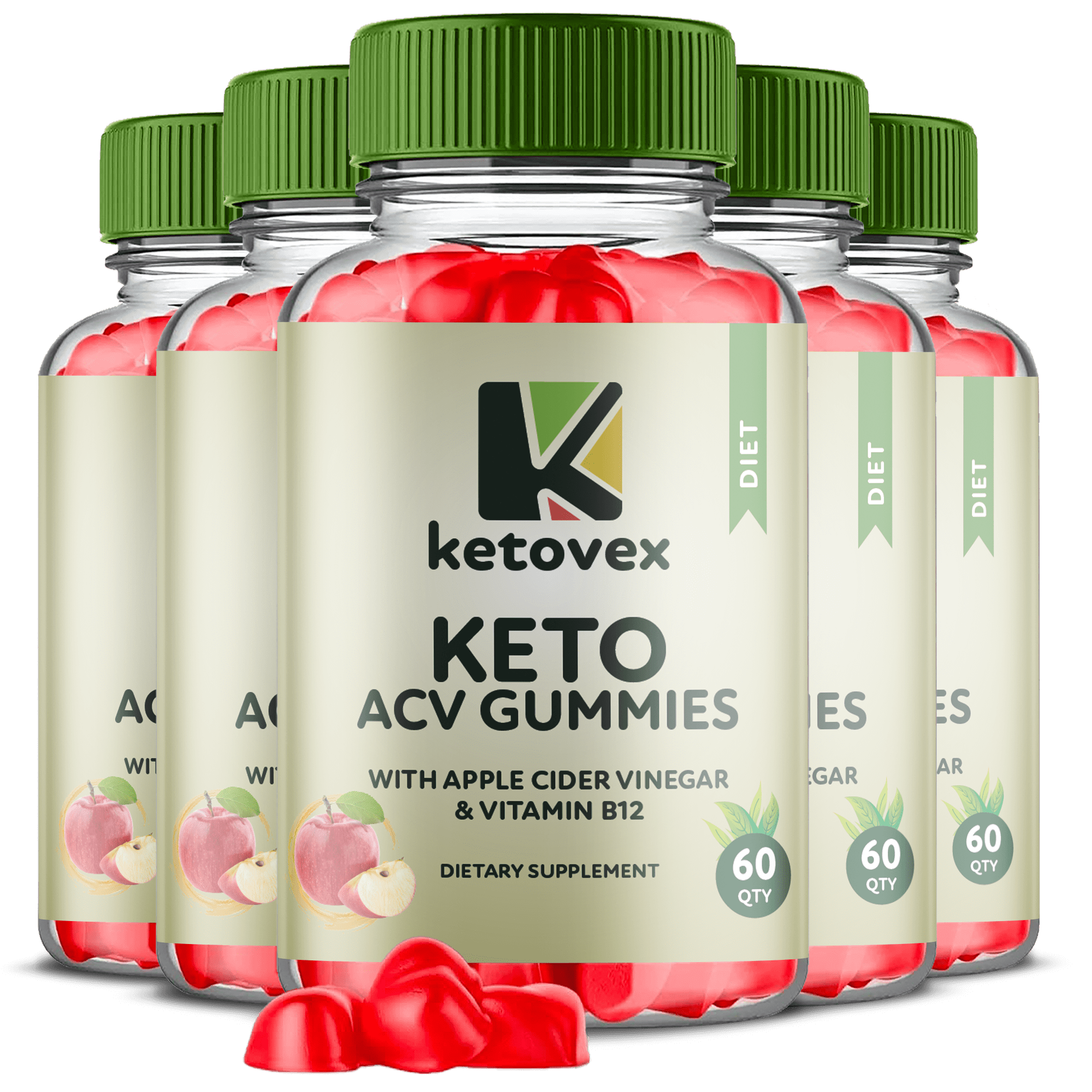 (5 Pack) Ketovex Keto ACV Gummies -Apple Cider Vinegar Supplement for Weight Loss - Energy & Focus Boosting Dietary Supplements for Weight Management & Metabolism - Fat Burn - 300 Gummies