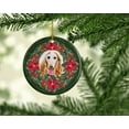 thumbnail image 2 of Afghan Hound Poinsetta Wreath Ceramic Ornament 2.8 in x 2.8 in, 2 of 3