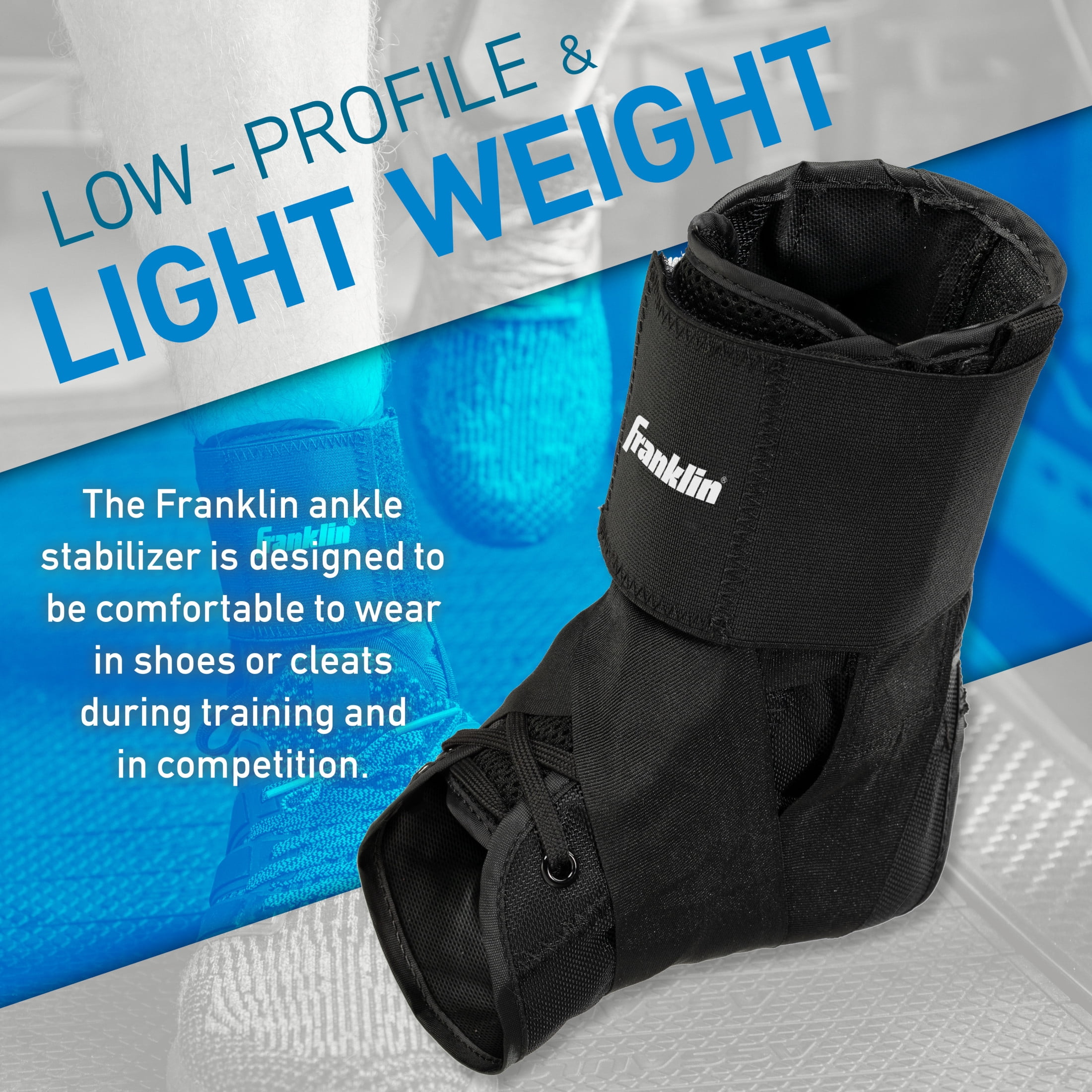 Franklin Sports Ankle Brace - Adjustable Ankle Support Stabilizer - Compression Support for Ankle Sprains and Pain - Athletic Ankle Brace - One Size