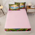thumbnail image 4 of jejeloiu Tropical Sunset Hammock Zipper Twin Comforter Sets with Fitted Sheet and 2 Pillowcases For Girls,Floral Sailboat Print Zipper Bedding Set,Pink Blue,Pink Reversible,4-Piece, 4 of 7