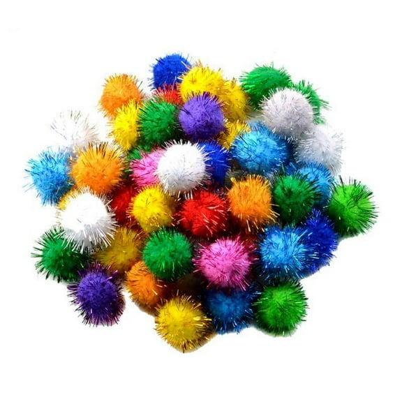 50 Pieces 3cm Multicolor Ball Xmas Art Craft Glitter Pom