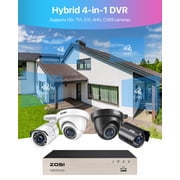ZOSI 4-in-1 Security Camera DVR FHD 8 Channel 2 MP CCTV Surveillance Cameras with 500GB Hard Drive, Silver, 1 Count