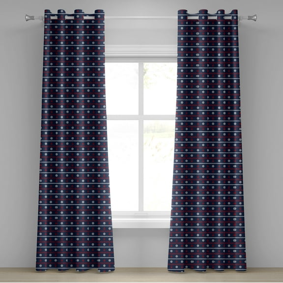 Ambesonne Navy Blue Grommet Curtain, Nautical Borders, 50" x 72", Red White Dark Blue