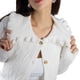 thumbnail image 5 of Jess por Meiko Suéter de Mujer de Manga Larga con Botones, Cuello con Volantes, Cárdigan de Punto Trenzado XS Blanco, 5 of 6