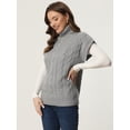 thumbnail image 3 of Chaleco de Cuello Alto para Mujer Chaleco sin Mangas Jersey de Punto de Color Sólido Suéter Informal Gris XL, 3 of 6