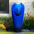 thumbnail image 3 of ourrco 30.7 inches H Modern Concrete Water Fountain with Stunning Cascading Waterfall, LED Light Effects, and Pump for Indoor/Outdoor Home, Patio, or Garden Use, DarkBlue, 3 of 11