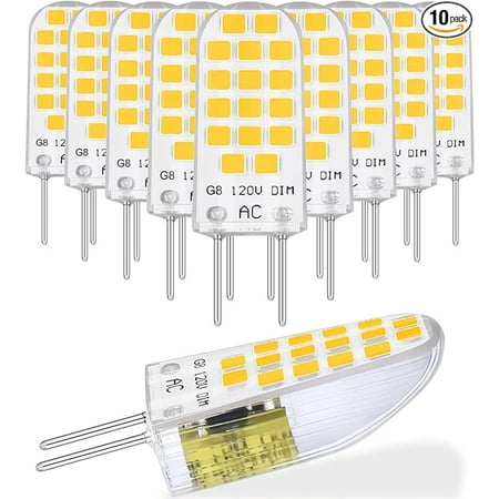 

G8 LED Bulb 20W Equivalent G8 Light Bulb 2W 120V G8 Bi Pin Base Dimmable Daylight White 5000K 10Packs