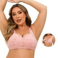 thumbnail image 6 of Jdkau Bras for Women No Underwire Plus Size Bras Front Closure Bras Full Coverage Bras Wireless Comfortable Bra（Light Pink,62）, 6 of 8