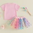 thumbnail image 4 of Bainana Summer Birthday Outfit Set For Kids Girls Happy Birthday Print Short Sleeve Tops And Polka Dot Tulle Skirt Set Cute Toddler Girls 2 Pieces Clothing Sets Pink Size 18-24 Months, 4 of 4