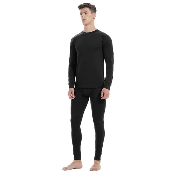 Men's 100% Merino Wool Thermal Base Layer Set, Long Sleeve Top and Long Johns, Winter Underwear for Skiing, Hiking and Outdoor Activities