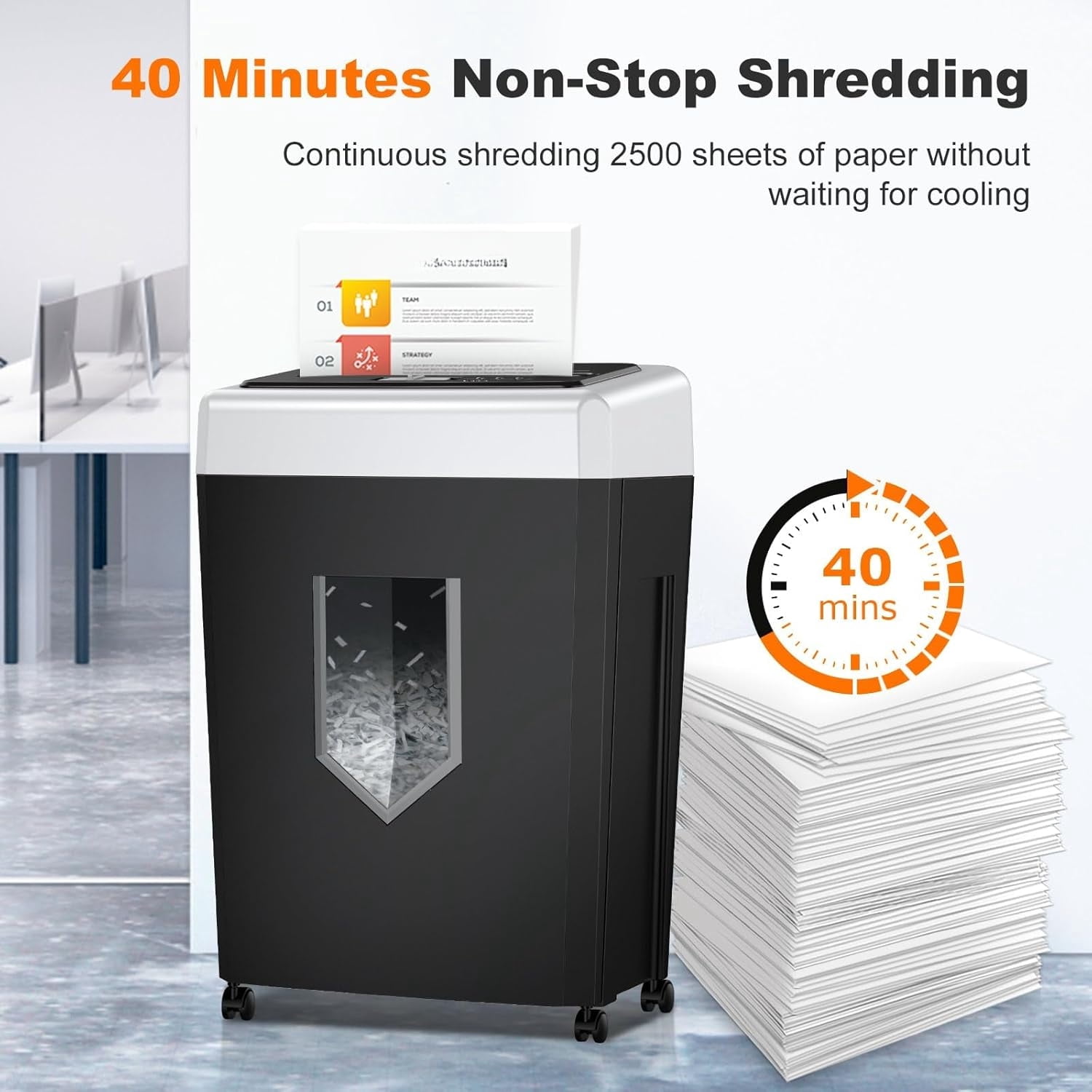 Paper Shredder,15-Sheet Crosscut Shredder with 5  Gallon Bin Shred , P-4 Security Level,Black