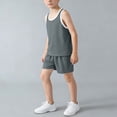 thumbnail image 4 of LEKWK Unisex Kids 2-Piece Sport Set Sleeveless Contrast Trim Tank Top Matching Shorts Outfit Little Kid Breathable Mesh Activewear Daily Playwear Suit, 4 of 9
